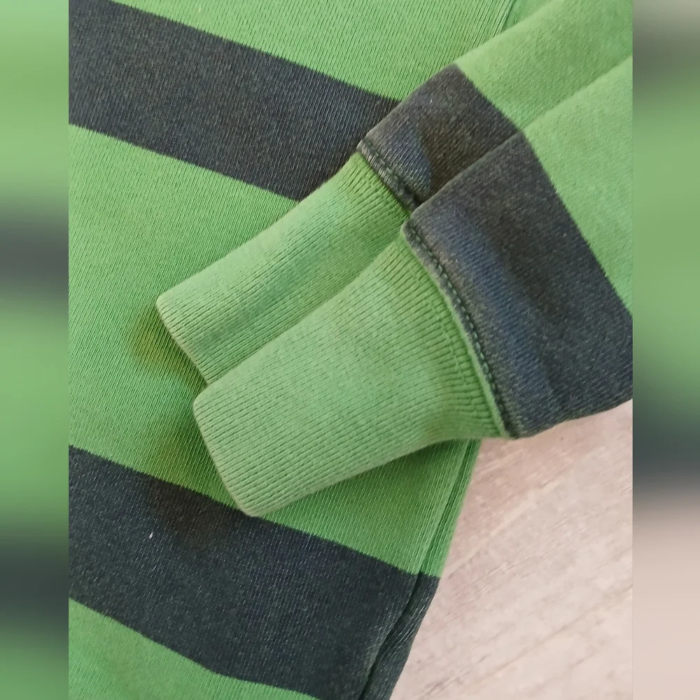 Baby Gap Green & Navy Wide‑Stripe Fleece Pullover – Size 18–24M – Retro 2009